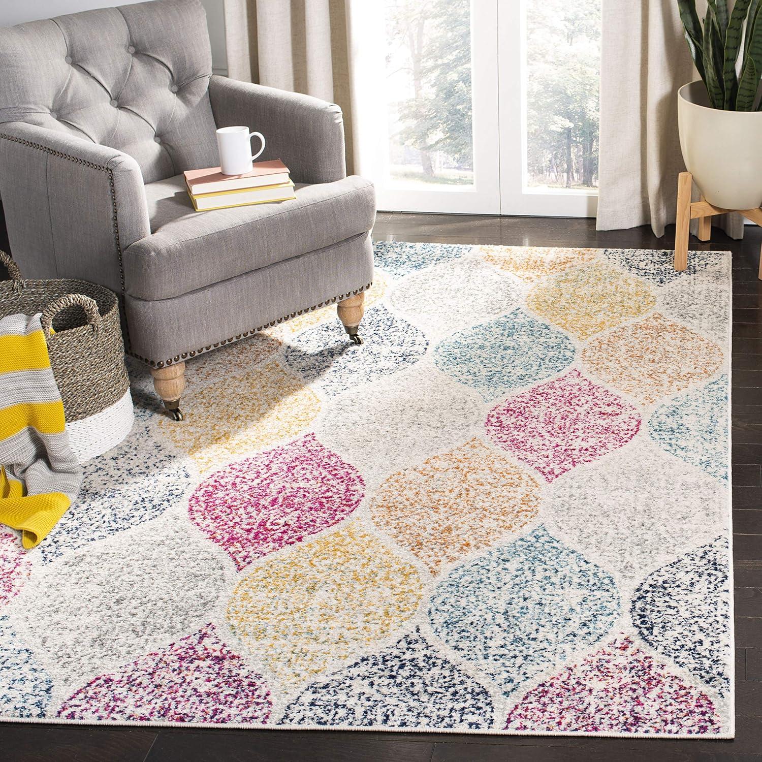 image:imageSAFAVIEH Madison Collection Area Rug 53 x 76 Creme amp Yellow Glam Ogee Trellis Distressed Design NonShedding amp Easy Care Ideal for High Traffic Areas in Living Room Bedroom MAD604CCremeYellow