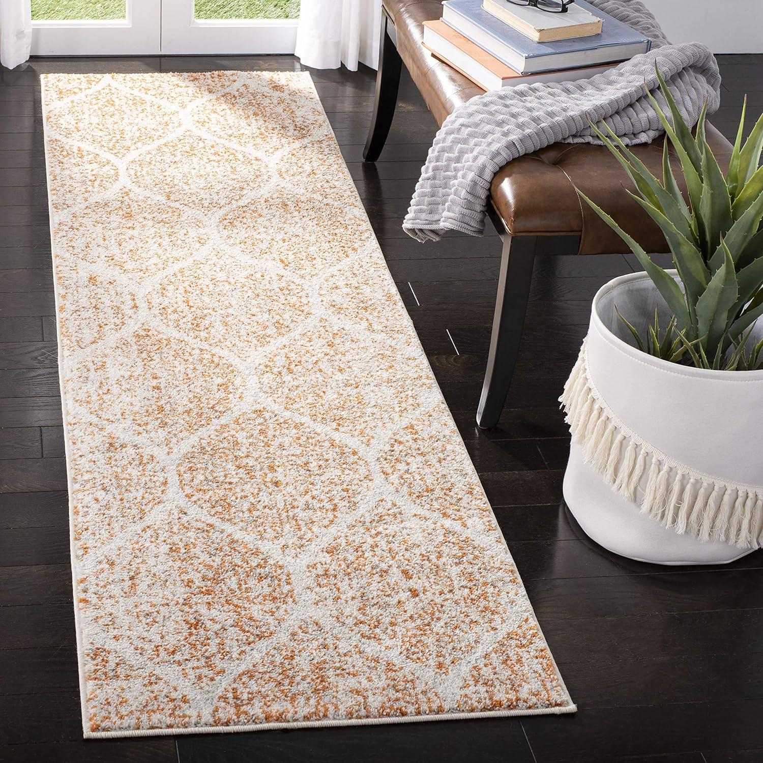 image:imageSAFAVIEH Madison Collection Area Rug 53 x 76 Creme amp Yellow Glam Ogee Trellis Distressed Design NonShedding amp Easy Care Ideal for High Traffic Areas in Living Room Bedroom MAD604CCreamOrange