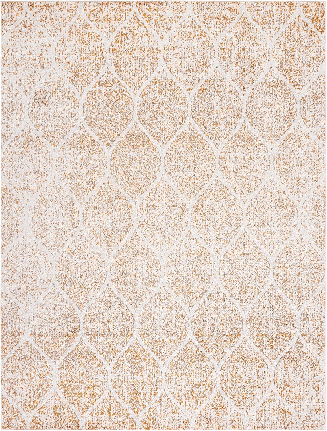 image:imageSAFAVIEH Madison Collection Area Rug 53 x 76 Creme amp Yellow Glam Ogee Trellis Distressed Design NonShedding amp Easy Care Ideal for High Traffic Areas in Living Room Bedroom MAD604CCreamOrange