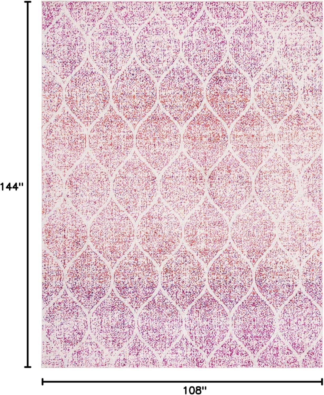 image:imageSAFAVIEH Madison Collection Area Rug 53 x 76 Creme amp Yellow Glam Ogee Trellis Distressed Design NonShedding amp Easy Care Ideal for High Traffic Areas in Living Room Bedroom MAD604CCreamFuchsia