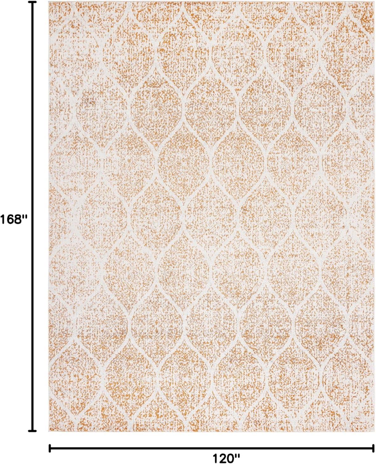 image:imageSAFAVIEH Madison Collection Area Rug 53 x 76 Creme amp Yellow Glam Ogee Trellis Distressed Design NonShedding amp Easy Care Ideal for High Traffic Areas in Living Room Bedroom MAD604CCreamOrange