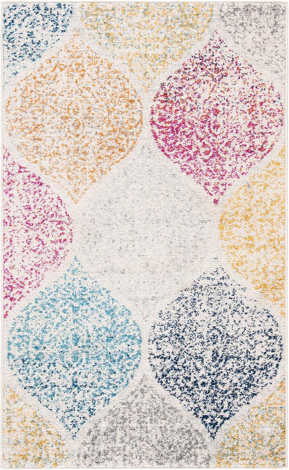 image:imageSAFAVIEH Madison Collection Area Rug 53 x 76 Creme amp Yellow Glam Ogee Trellis Distressed Design NonShedding amp Easy Care Ideal for High Traffic Areas in Living Room Bedroom MAD604CCremeYellow