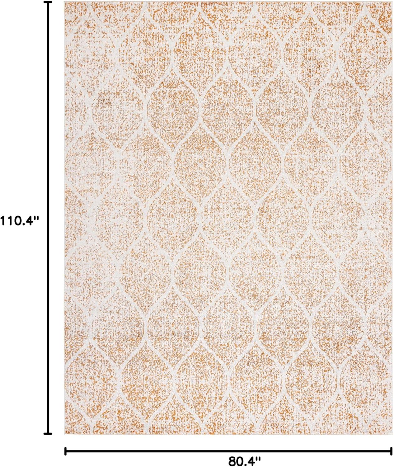 image:imageSAFAVIEH Madison Collection Area Rug 53 x 76 Creme amp Yellow Glam Ogee Trellis Distressed Design NonShedding amp Easy Care Ideal for High Traffic Areas in Living Room Bedroom MAD604CCreamOrange