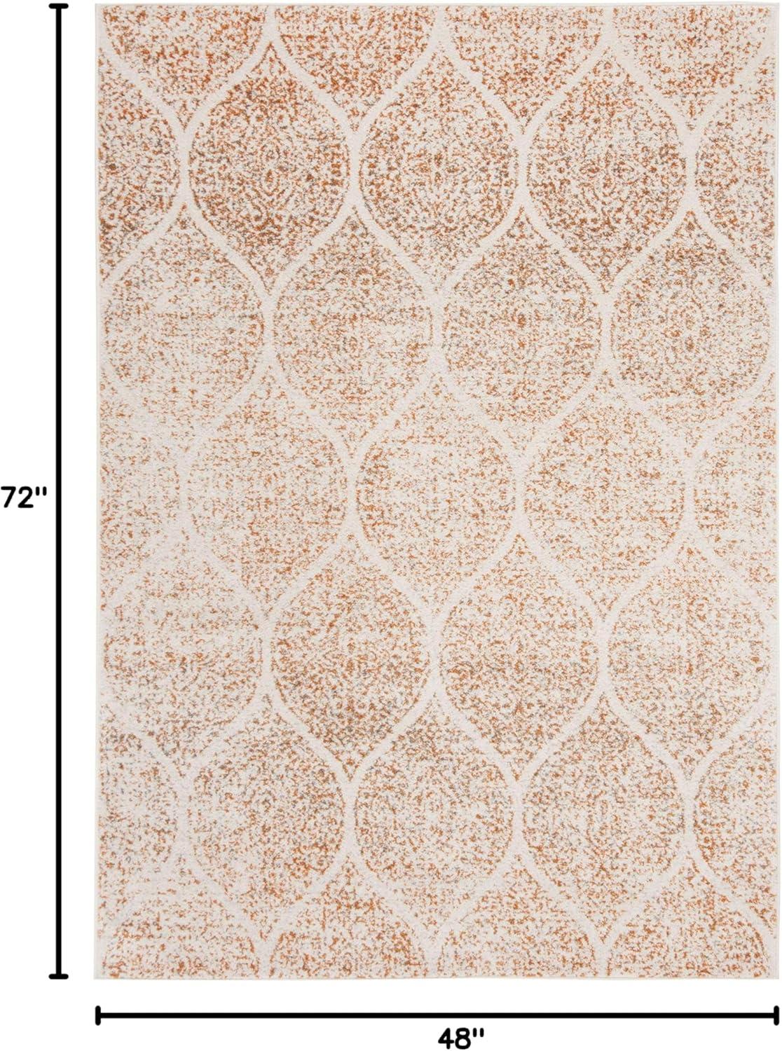 image:imageSAFAVIEH Madison Collection Area Rug 53 x 76 Creme amp Yellow Glam Ogee Trellis Distressed Design NonShedding amp Easy Care Ideal for High Traffic Areas in Living Room Bedroom MAD604CCreamOrange