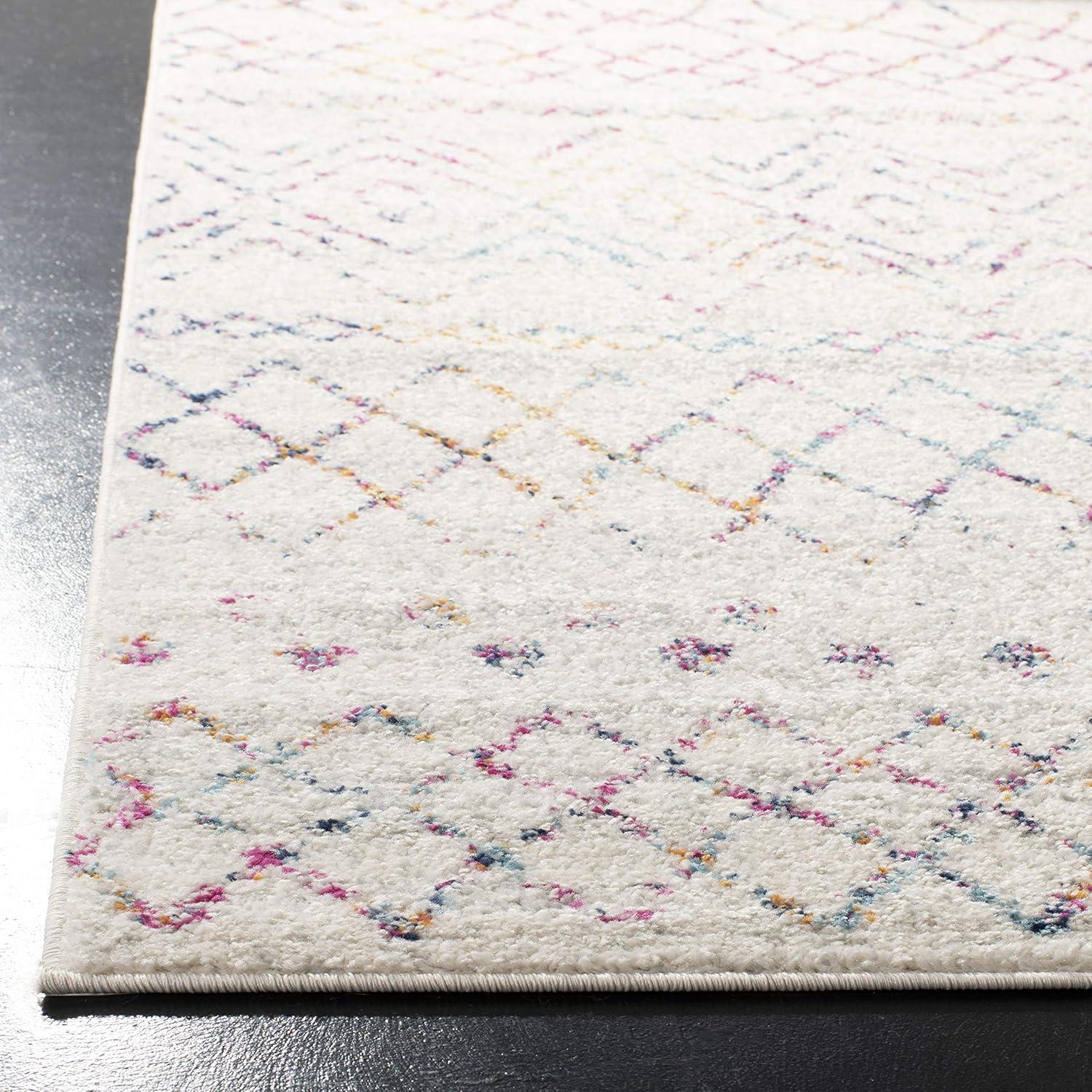 image:imageSAFAVIEH Madison Collection Area Rug 53 x 76 Ivory amp Fuchsia Moroccan Boho Distressed Design NonShedding amp Easy Care Ideal for High Traffic Areas in Living Room Bedroom MAD798A