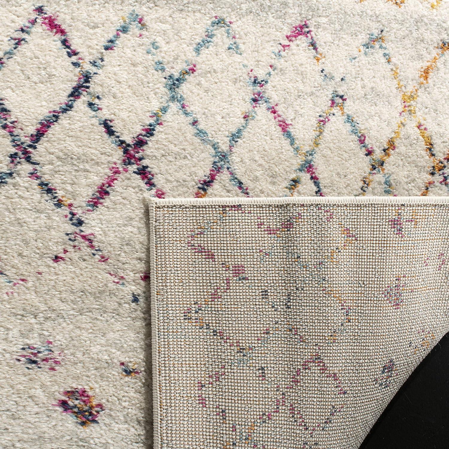image:imageSAFAVIEH Madison Collection Area Rug 53 x 76 Ivory amp Fuchsia Moroccan Boho Distressed Design NonShedding amp Easy Care Ideal for High Traffic Areas in Living Room Bedroom MAD798A