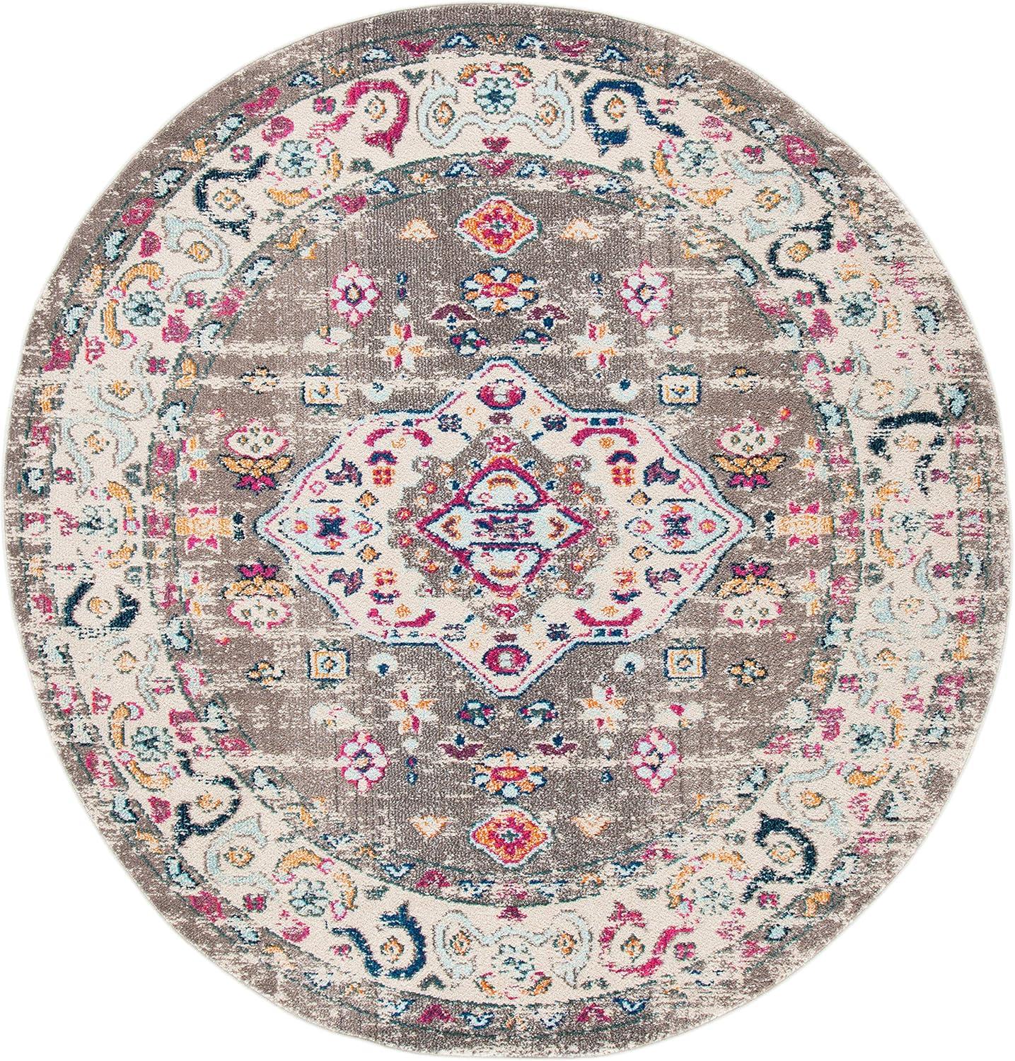 image:imageSAFAVIEH Madison Collection Area Rug 53 x 76 Orange amp Ivory Boho Chic Medallion Distressed Design NonShedding amp Easy Care Ideal for High Traffic Areas in Living Room Bedroom MAD468PTaupeIvory