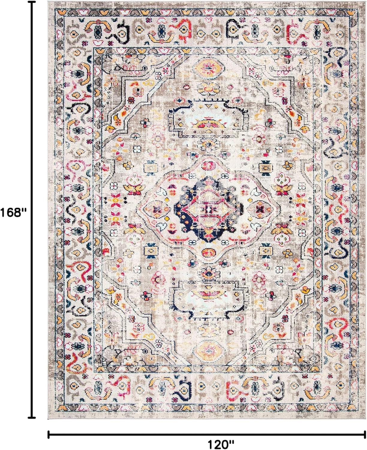 image:imageSAFAVIEH Madison Collection Area Rug 53 x 76 Orange amp Ivory Boho Chic Medallion Distressed Design NonShedding amp Easy Care Ideal for High Traffic Areas in Living Room Bedroom MAD468PGreyBlue