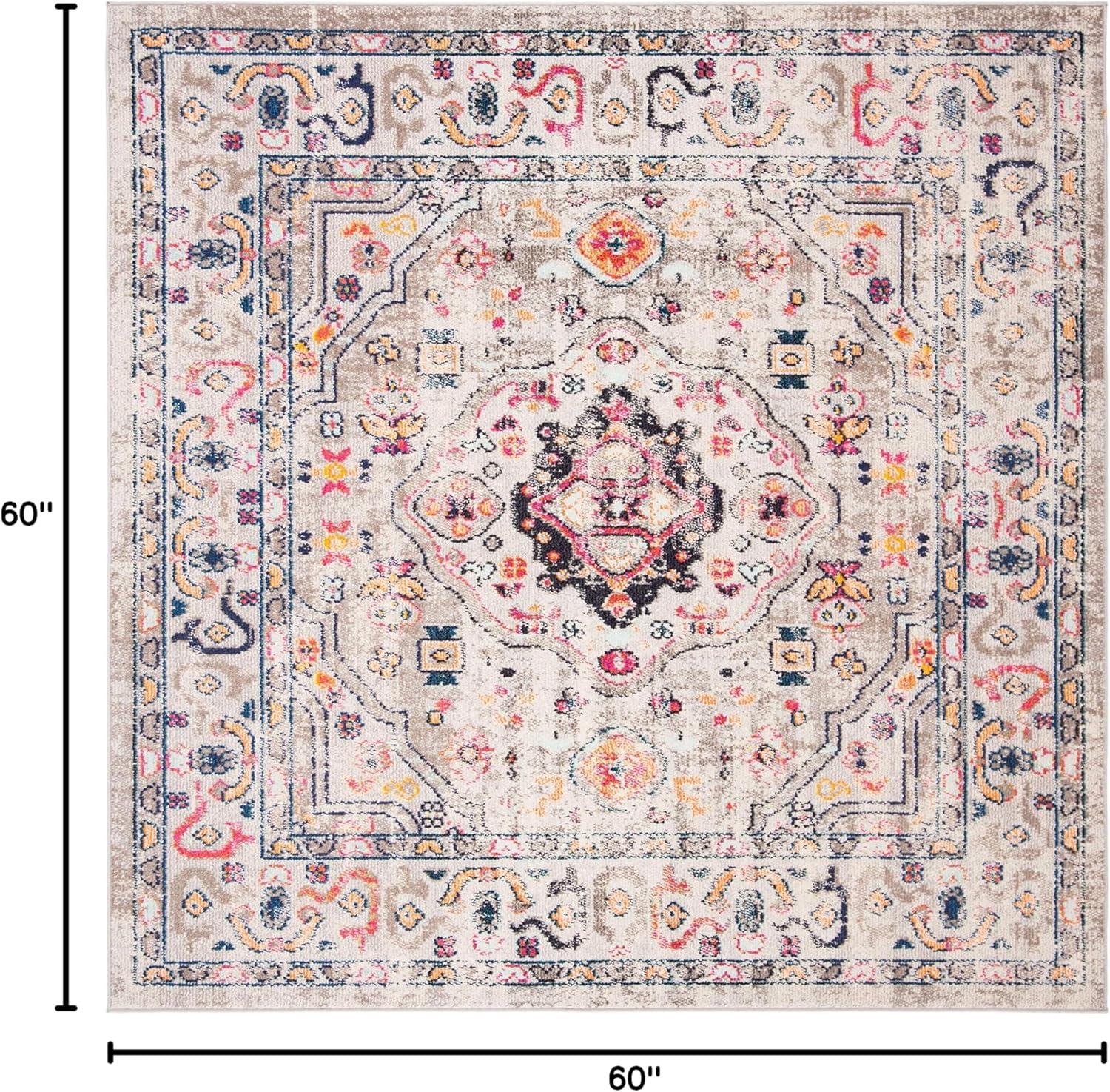 image:imageSAFAVIEH Madison Collection Area Rug 53 x 76 Orange amp Ivory Boho Chic Medallion Distressed Design NonShedding amp Easy Care Ideal for High Traffic Areas in Living Room Bedroom MAD468PGreyBlue