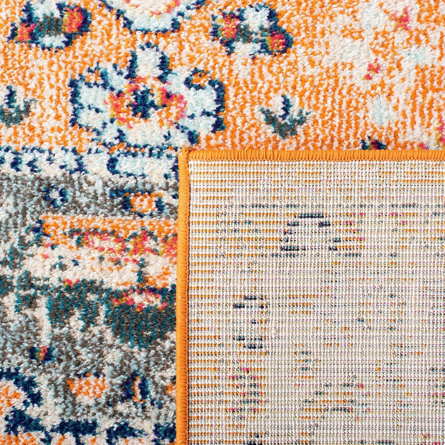 image:imageSAFAVIEH Madison Collection Area Rug 53 x 76 Orange amp Ivory Boho Chic Medallion Distressed Design NonShedding amp Easy Care Ideal for High Traffic Areas in Living Room Bedroom MAD468POrangeIvory