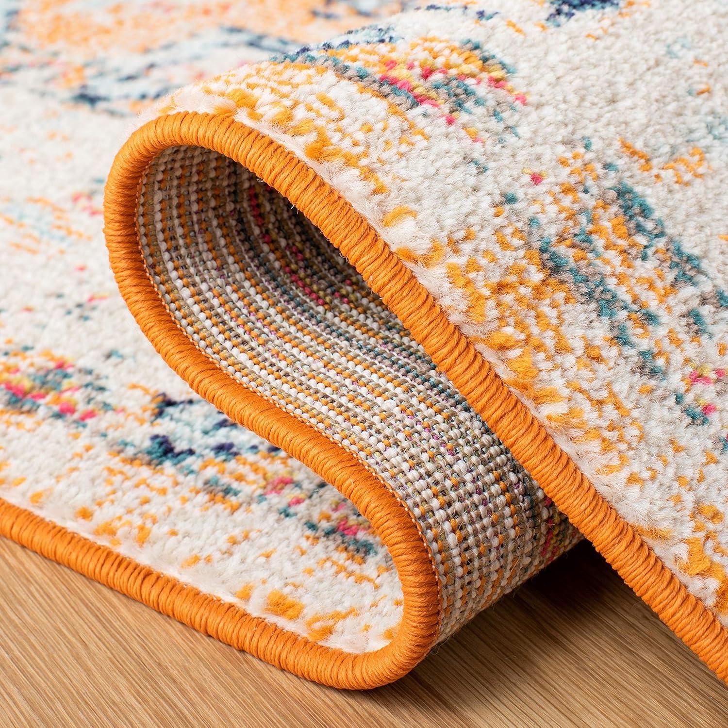 image:imageSAFAVIEH Madison Collection Area Rug 53 x 76 Orange amp Ivory Boho Chic Medallion Distressed Design NonShedding amp Easy Care Ideal for High Traffic Areas in Living Room Bedroom MAD468POrangeIvory