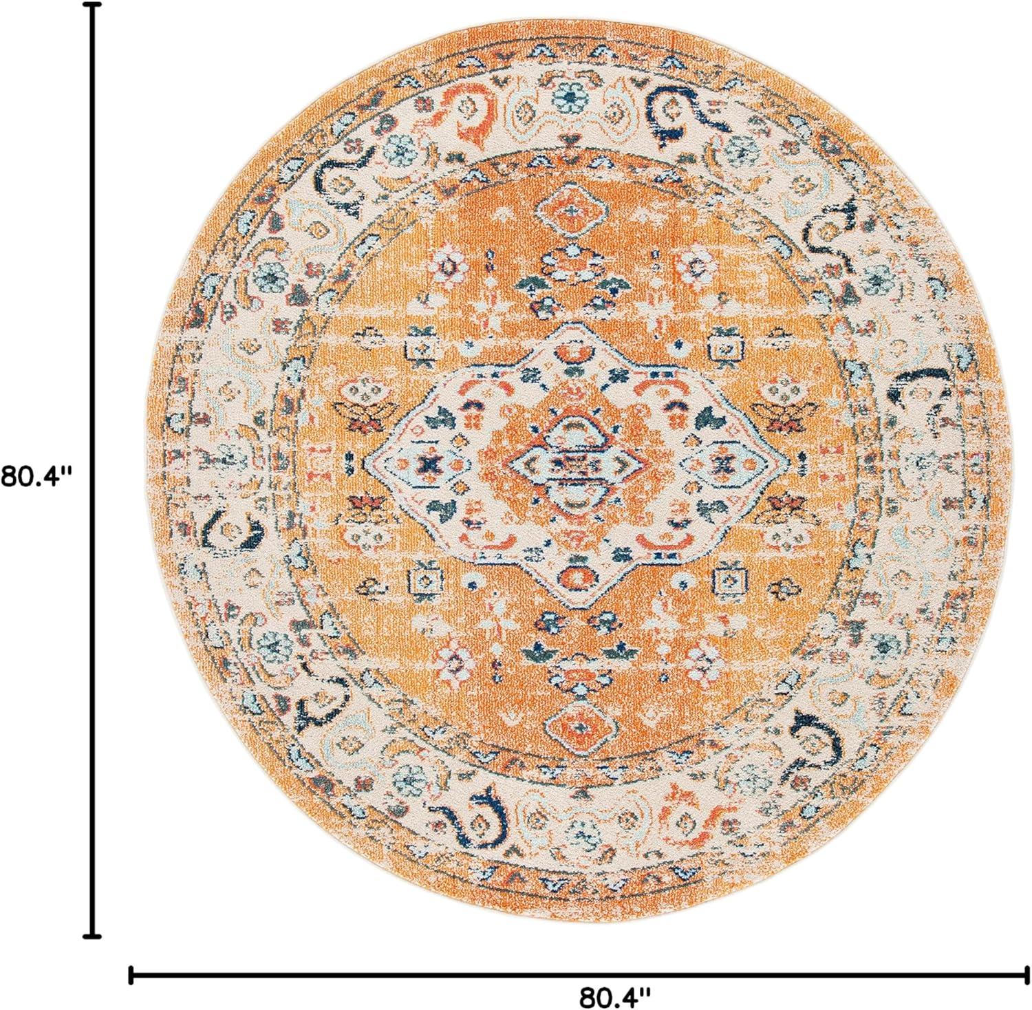 image:imageSAFAVIEH Madison Collection Area Rug 53 x 76 Orange amp Ivory Boho Chic Medallion Distressed Design NonShedding amp Easy Care Ideal for High Traffic Areas in Living Room Bedroom MAD468POrangeIvory