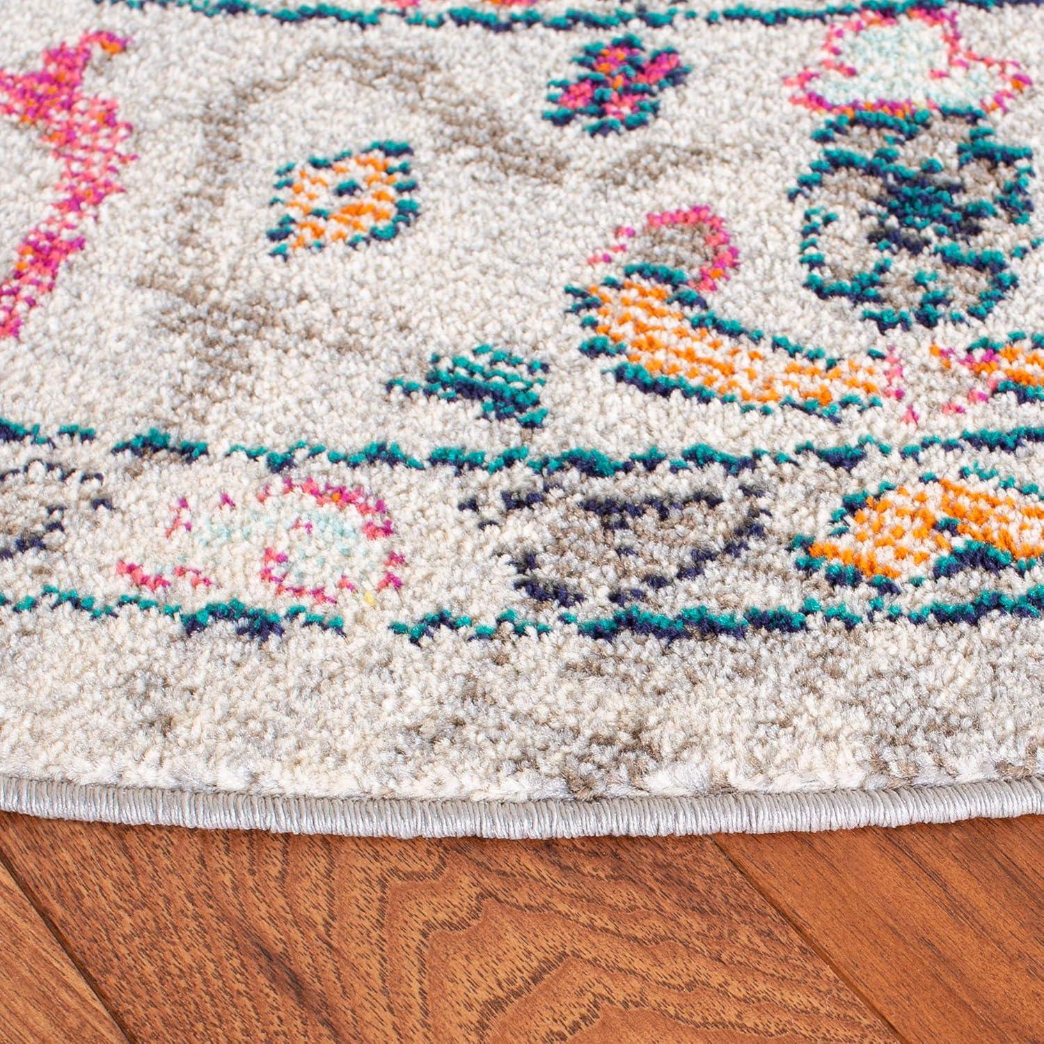 image:imageSAFAVIEH Madison Collection Area Rug 53 x 76 Orange amp Ivory Boho Chic Medallion Distressed Design NonShedding amp Easy Care Ideal for High Traffic Areas in Living Room Bedroom MAD468PGreyBlue