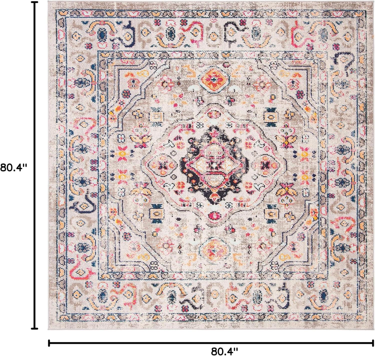 image:imageSAFAVIEH Madison Collection Area Rug 53 x 76 Orange amp Ivory Boho Chic Medallion Distressed Design NonShedding amp Easy Care Ideal for High Traffic Areas in Living Room Bedroom MAD468PGreyBlue