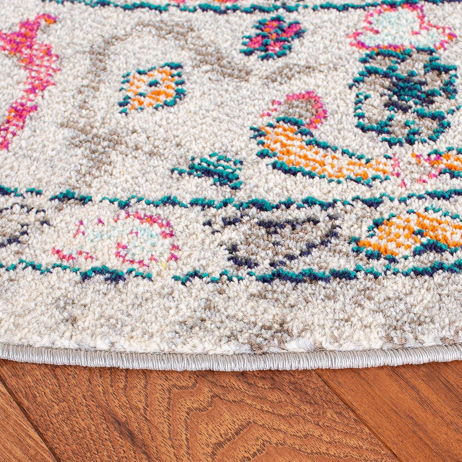 image:imageSAFAVIEH Madison Collection Area Rug 53 x 76 Orange amp Ivory Boho Chic Medallion Distressed Design NonShedding amp Easy Care Ideal for High Traffic Areas in Living Room Bedroom MAD468PGreyBlue
