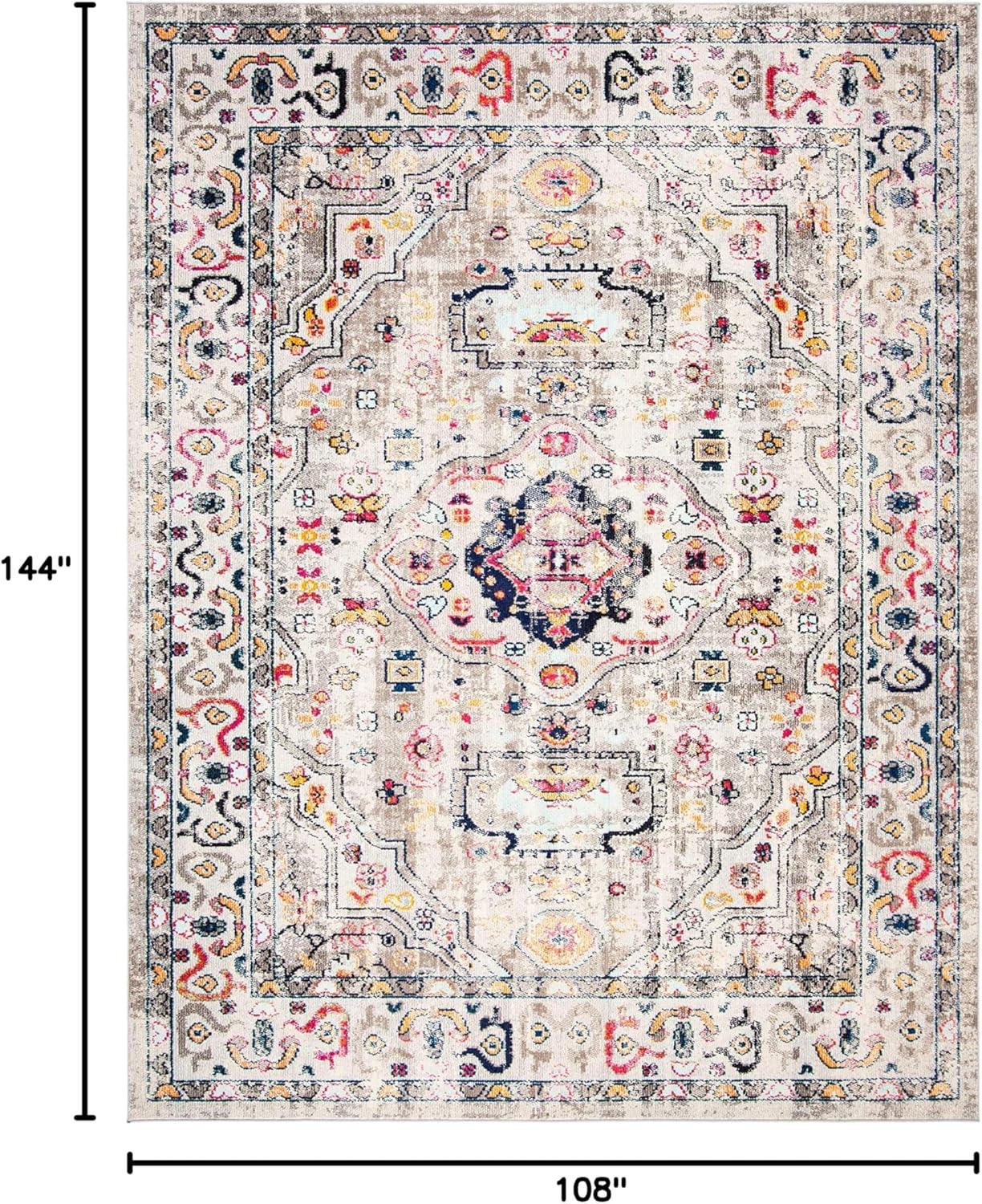 image:imageSAFAVIEH Madison Collection Area Rug 53 x 76 Orange amp Ivory Boho Chic Medallion Distressed Design NonShedding amp Easy Care Ideal for High Traffic Areas in Living Room Bedroom MAD468PGreyBlue