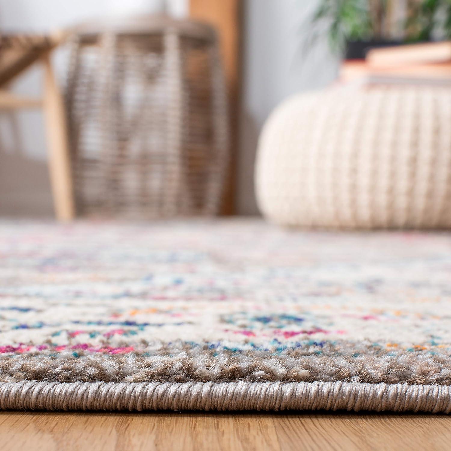 image:imageSAFAVIEH Madison Collection Area Rug 53 x 76 Orange amp Ivory Boho Chic Medallion Distressed Design NonShedding amp Easy Care Ideal for High Traffic Areas in Living Room Bedroom MAD468PTaupeIvory