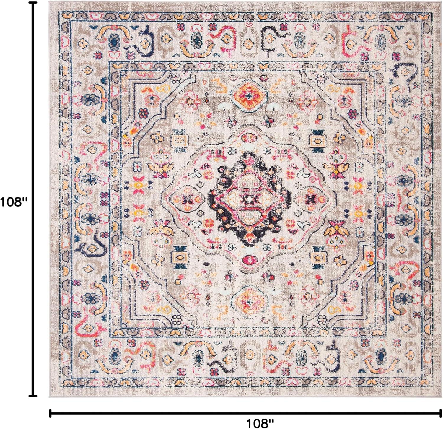 image:imageSAFAVIEH Madison Collection Area Rug 53 x 76 Orange amp Ivory Boho Chic Medallion Distressed Design NonShedding amp Easy Care Ideal for High Traffic Areas in Living Room Bedroom MAD468PGreyBlue