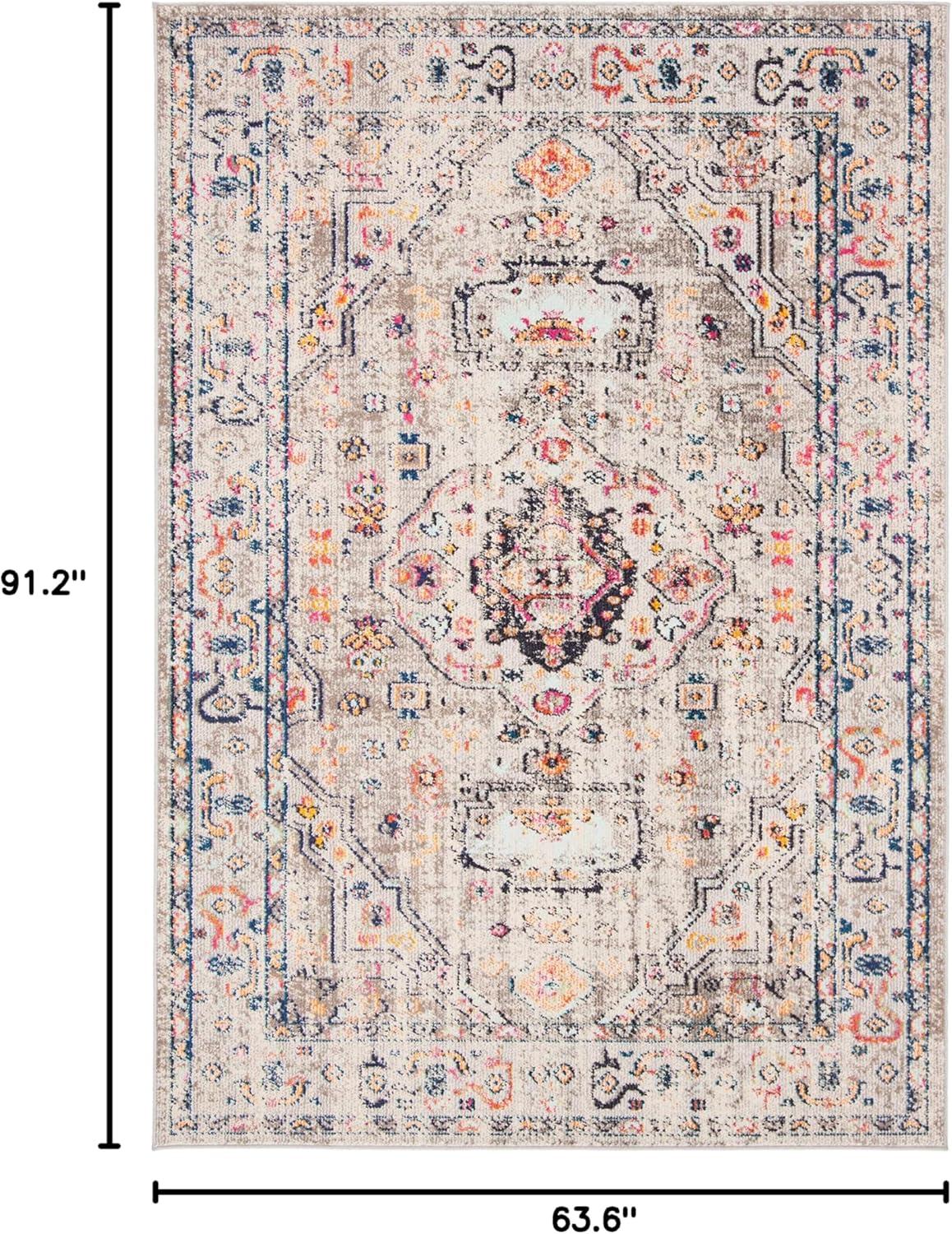 image:imageSAFAVIEH Madison Collection Area Rug 53 x 76 Orange amp Ivory Boho Chic Medallion Distressed Design NonShedding amp Easy Care Ideal for High Traffic Areas in Living Room Bedroom MAD468PGreyBlue