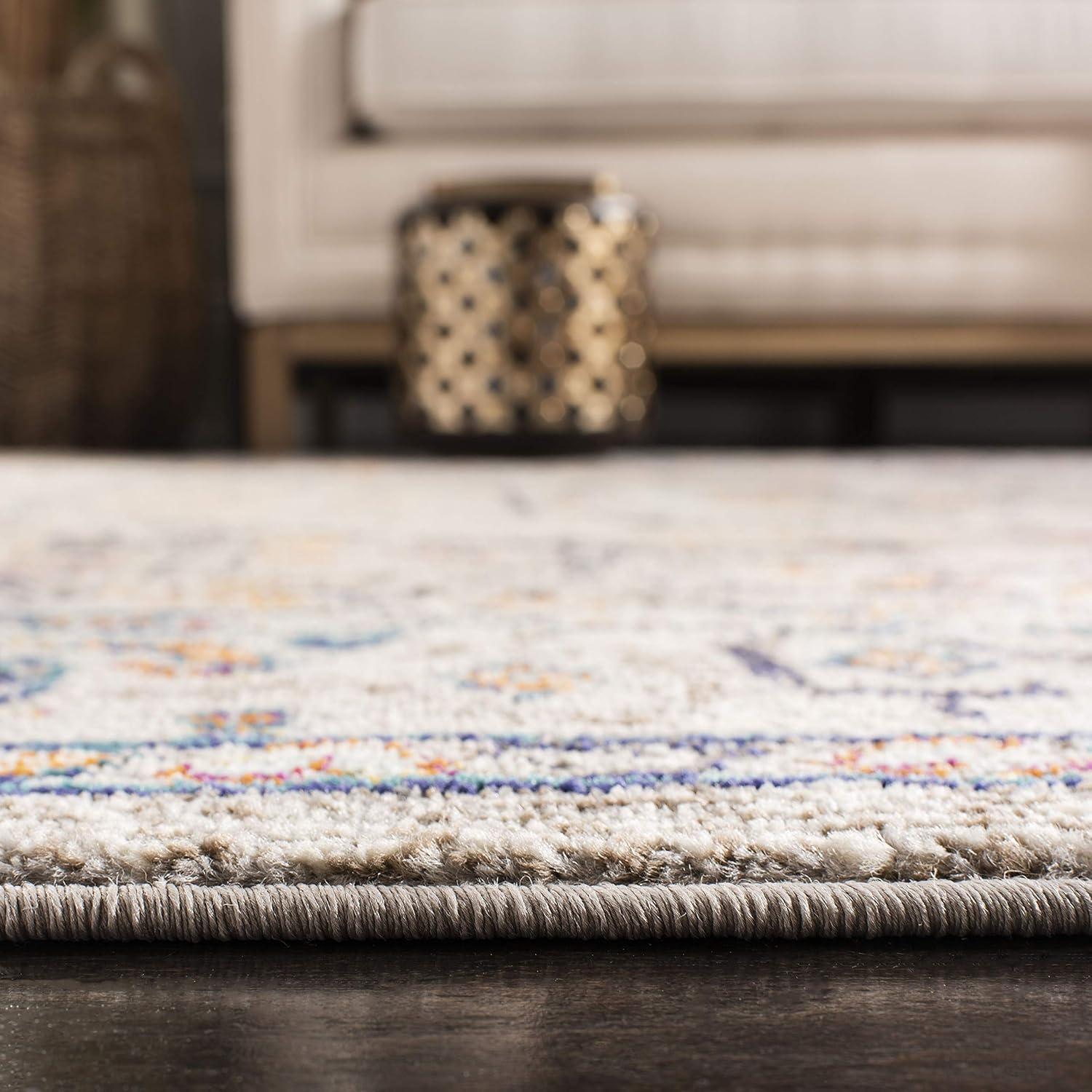 image:imageSAFAVIEH Madison Collection Area Rug 53 x 76 Orange amp Ivory Boho Chic Medallion Distressed Design NonShedding amp Easy Care Ideal for High Traffic Areas in Living Room Bedroom MAD468PGreyBlue