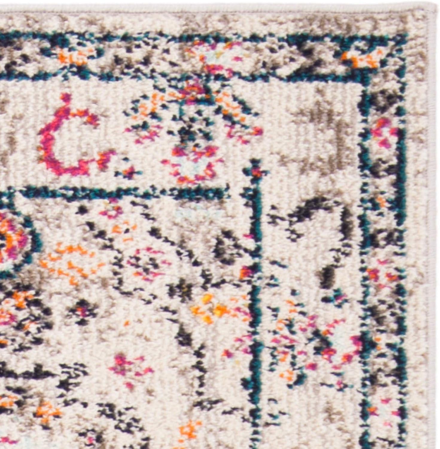 image:imageSAFAVIEH Madison Collection Area Rug 53 x 76 Orange amp Ivory Boho Chic Medallion Distressed Design NonShedding amp Easy Care Ideal for High Traffic Areas in Living Room Bedroom MAD468PGreyBlue