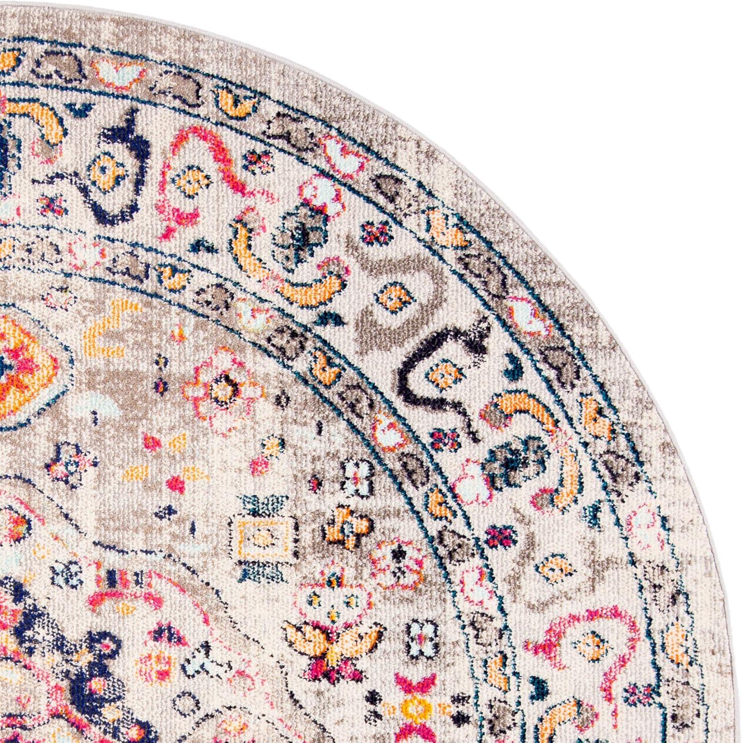 image:imageSAFAVIEH Madison Collection Area Rug 53 x 76 Orange amp Ivory Boho Chic Medallion Distressed Design NonShedding amp Easy Care Ideal for High Traffic Areas in Living Room Bedroom MAD468PGreyBlue
