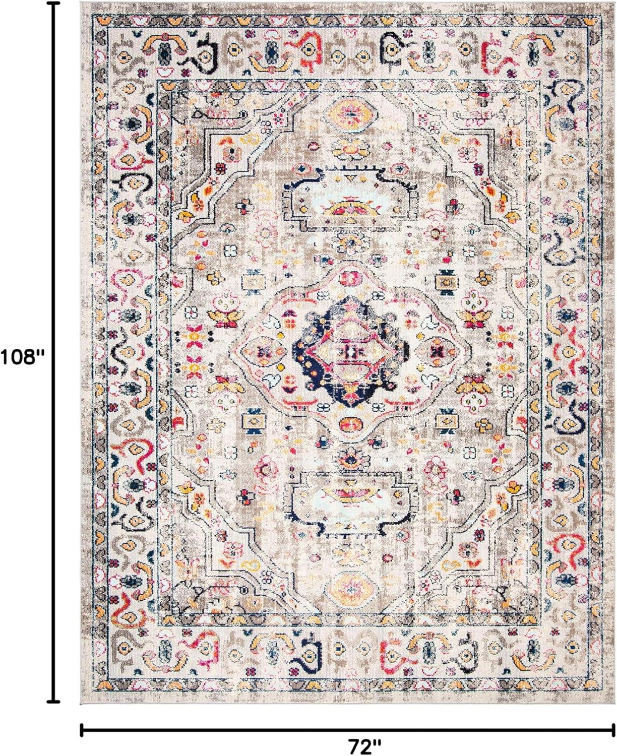 image:imageSAFAVIEH Madison Collection Area Rug 53 x 76 Orange amp Ivory Boho Chic Medallion Distressed Design NonShedding amp Easy Care Ideal for High Traffic Areas in Living Room Bedroom MAD468PGreyBlue