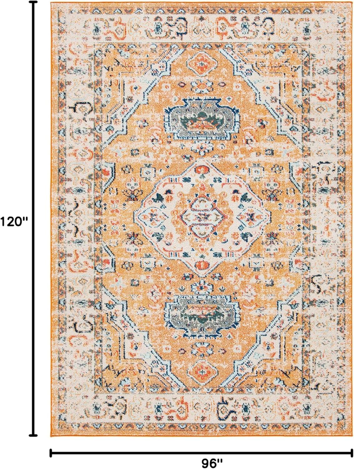 image:imageSAFAVIEH Madison Collection Area Rug 53 x 76 Orange amp Ivory Boho Chic Medallion Distressed Design NonShedding amp Easy Care Ideal for High Traffic Areas in Living Room Bedroom MAD468POrangeIvory