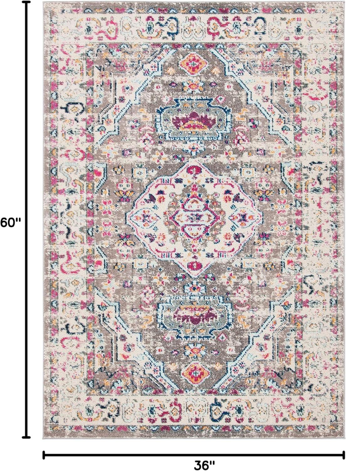 image:imageSAFAVIEH Madison Collection Area Rug 53 x 76 Orange amp Ivory Boho Chic Medallion Distressed Design NonShedding amp Easy Care Ideal for High Traffic Areas in Living Room Bedroom MAD468PTaupeIvory
