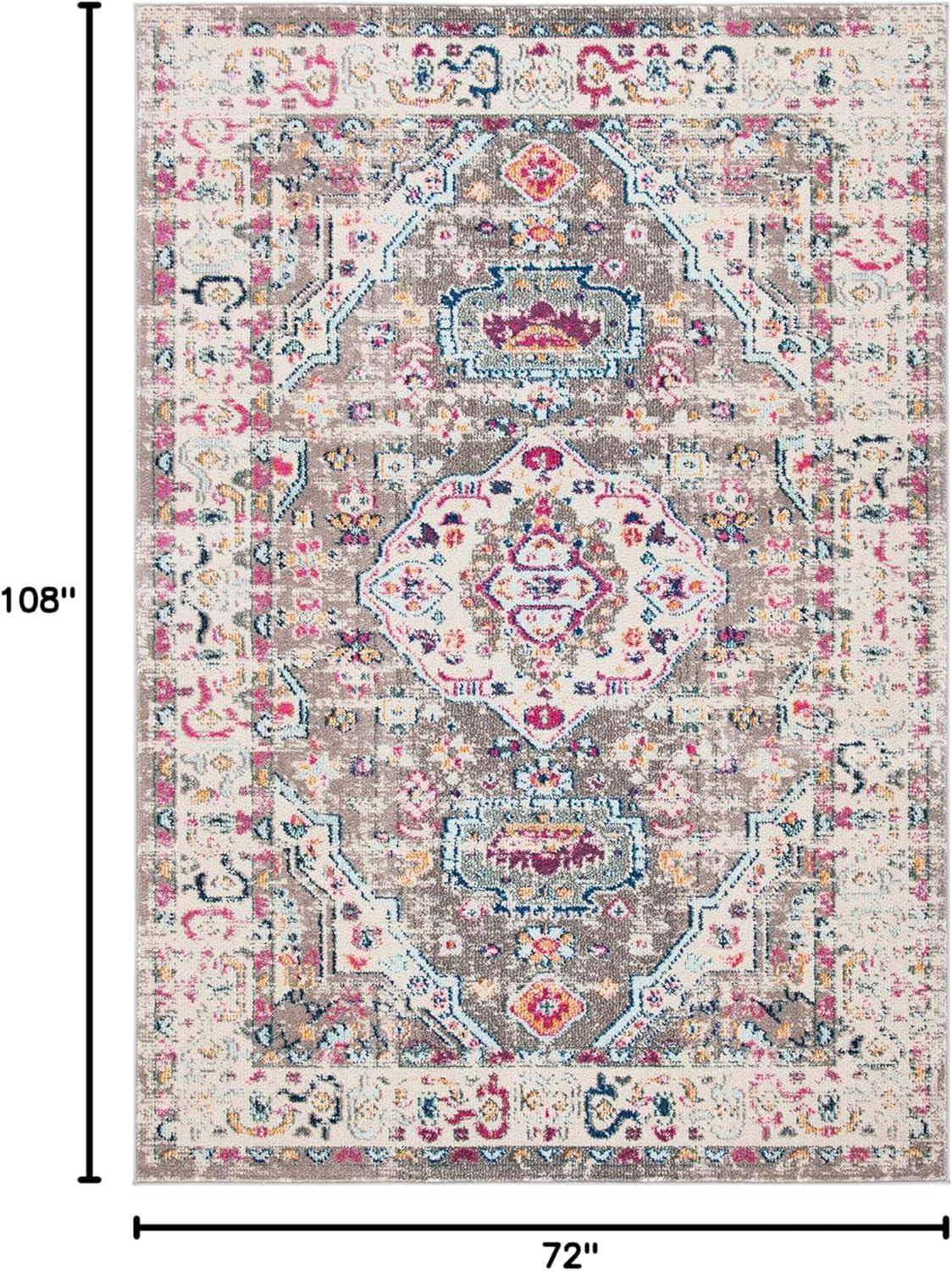 image:imageSAFAVIEH Madison Collection Area Rug 53 x 76 Orange amp Ivory Boho Chic Medallion Distressed Design NonShedding amp Easy Care Ideal for High Traffic Areas in Living Room Bedroom MAD468PTaupeIvory