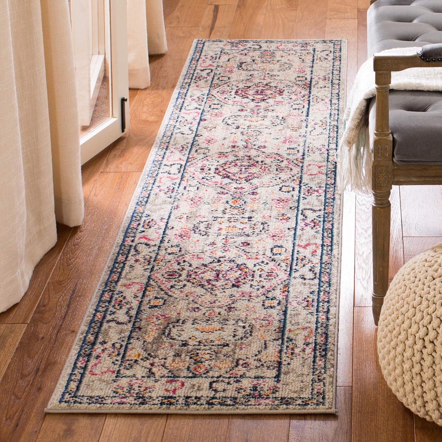 image:imageSAFAVIEH Madison Collection Area Rug 53 x 76 Orange amp Ivory Boho Chic Medallion Distressed Design NonShedding amp Easy Care Ideal for High Traffic Areas in Living Room Bedroom MAD468PGreyBlue