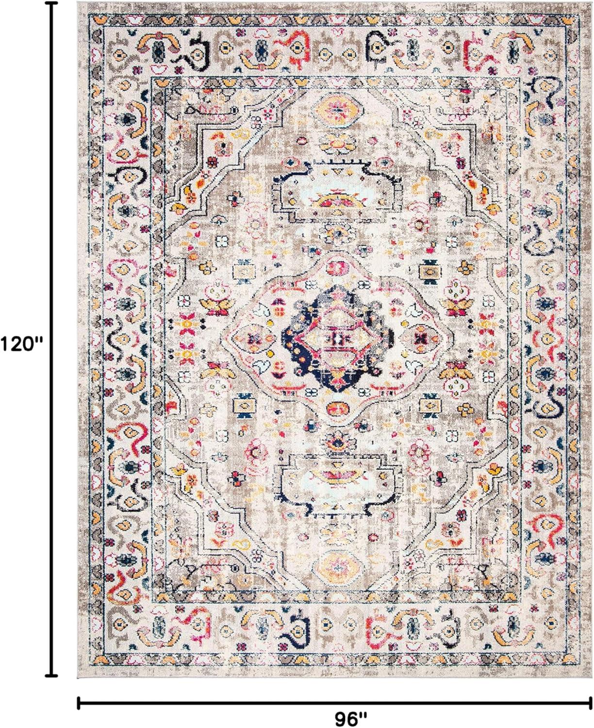image:imageSAFAVIEH Madison Collection Area Rug 53 x 76 Orange amp Ivory Boho Chic Medallion Distressed Design NonShedding amp Easy Care Ideal for High Traffic Areas in Living Room Bedroom MAD468PGreyBlue