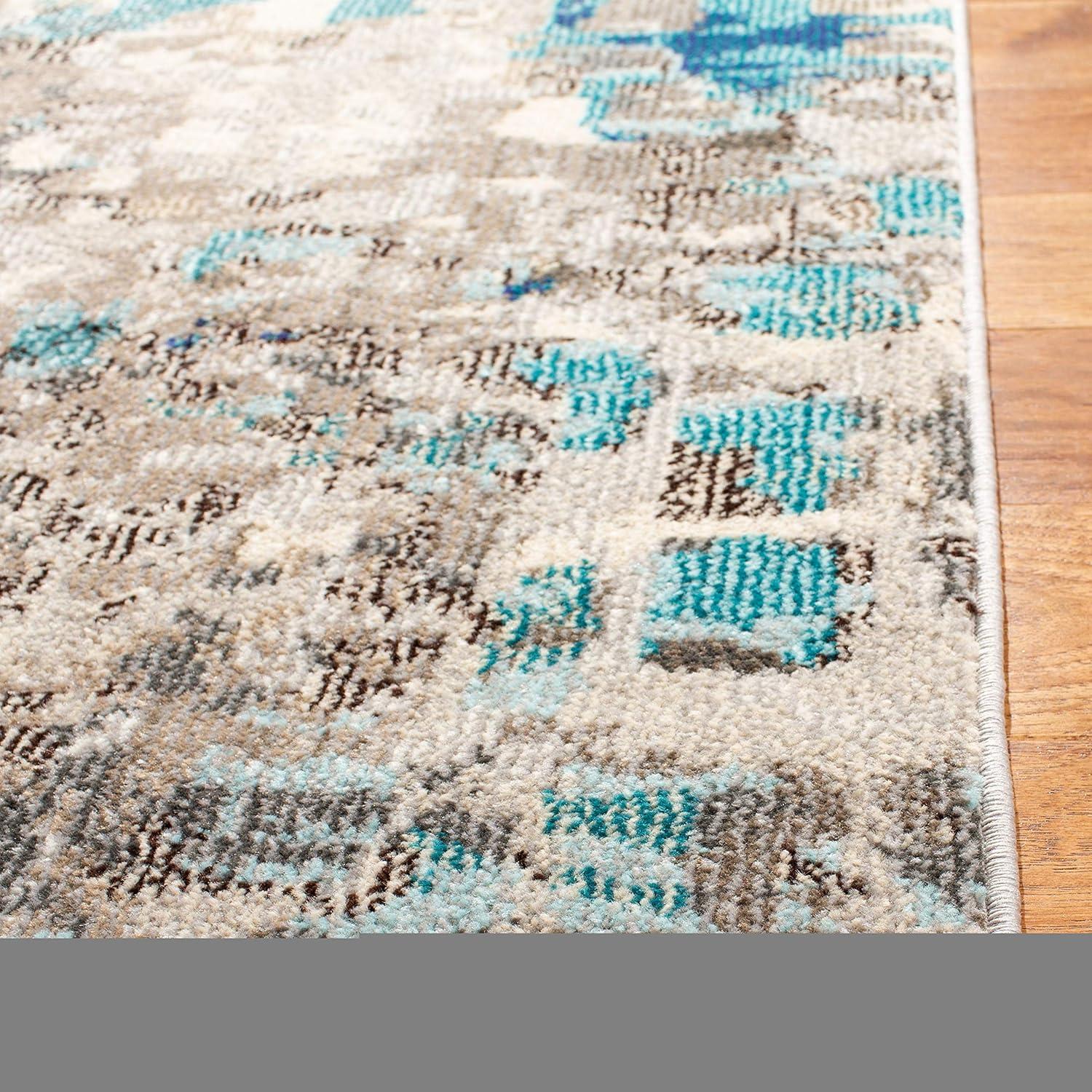 image:imageSAFAVIEH Madison Collection Area Rug 6 x 9 Grey amp Red Boho Abstract Distressed Design NonShedding amp Easy Care Ideal for High Traffic Areas in Living Room Bedroom MAD425RGreyBlue