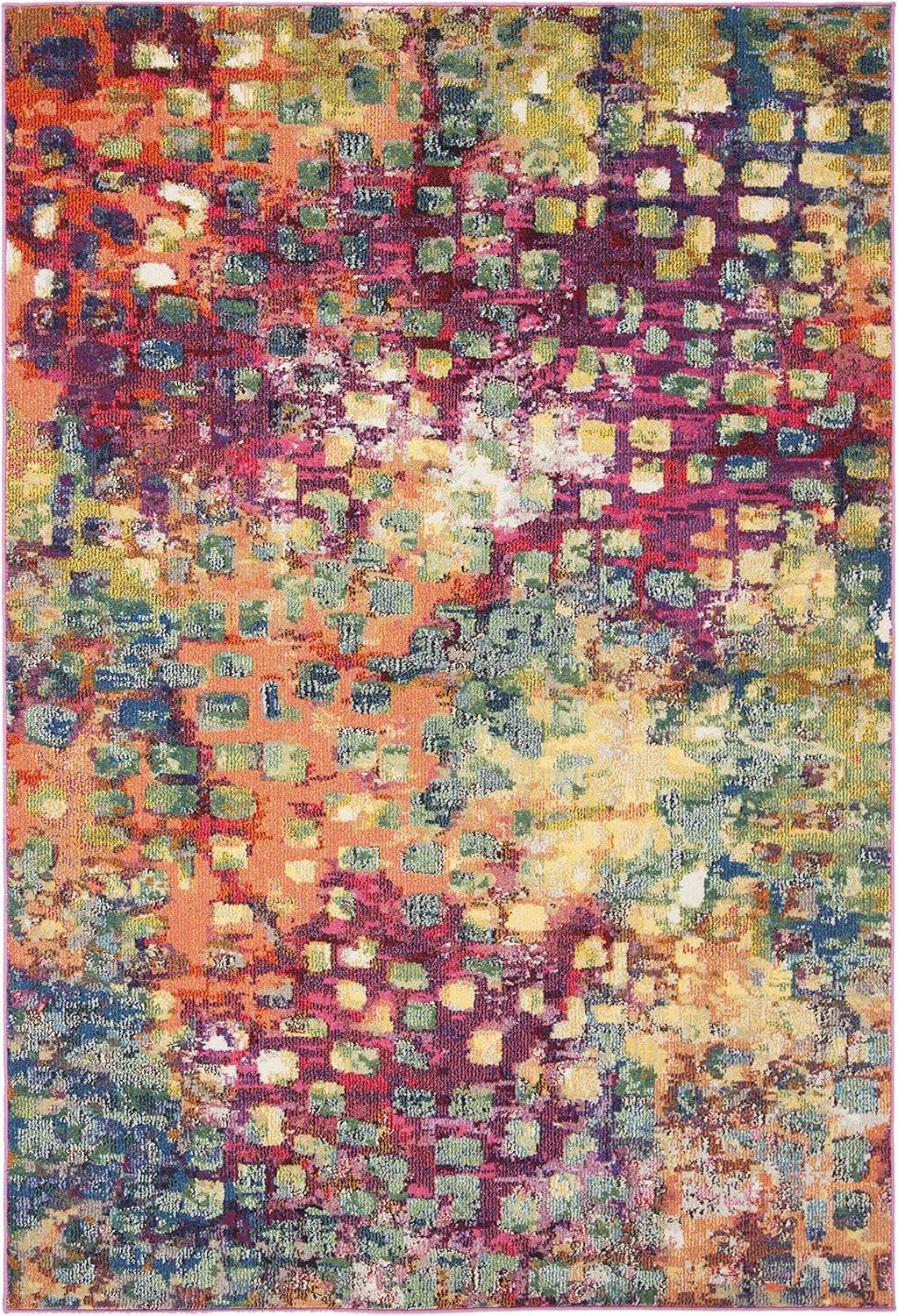 image:imageSAFAVIEH Madison Collection Area Rug 6 x 9 Grey amp Red Boho Abstract Distressed Design NonShedding amp Easy Care Ideal for High Traffic Areas in Living Room Bedroom MAD425RFuchsiaGold