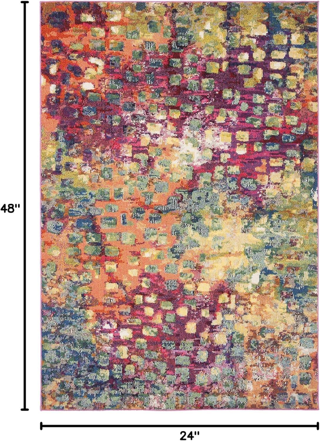 image:imageSAFAVIEH Madison Collection Area Rug 6 x 9 Grey amp Red Boho Abstract Distressed Design NonShedding amp Easy Care Ideal for High Traffic Areas in Living Room Bedroom MAD425RFuchsiaGold