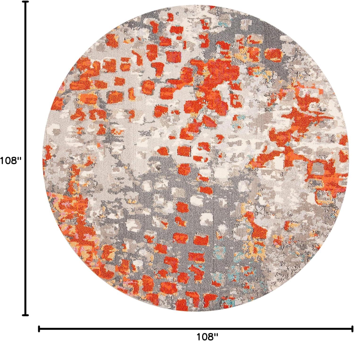 image:imageSAFAVIEH Madison Collection Area Rug 6 x 9 Grey amp Red Boho Abstract Distressed Design NonShedding amp Easy Care Ideal for High Traffic Areas in Living Room Bedroom MAD425RGreyOrange