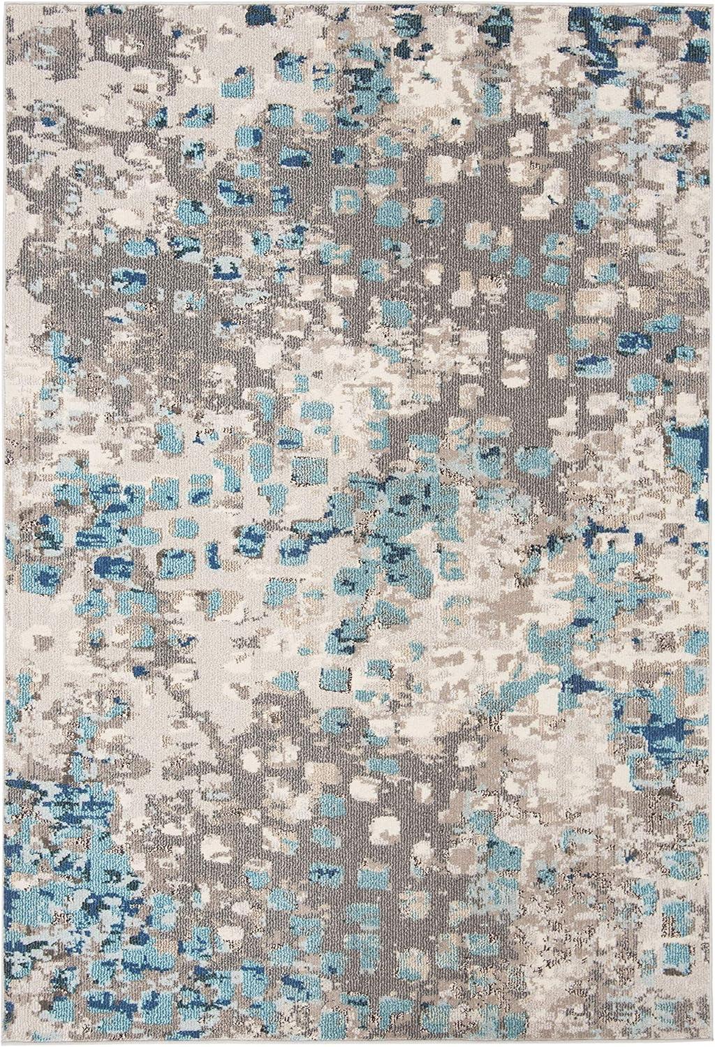 image:imageSAFAVIEH Madison Collection Area Rug 6 x 9 Grey amp Red Boho Abstract Distressed Design NonShedding amp Easy Care Ideal for High Traffic Areas in Living Room Bedroom MAD425RGreyBlue