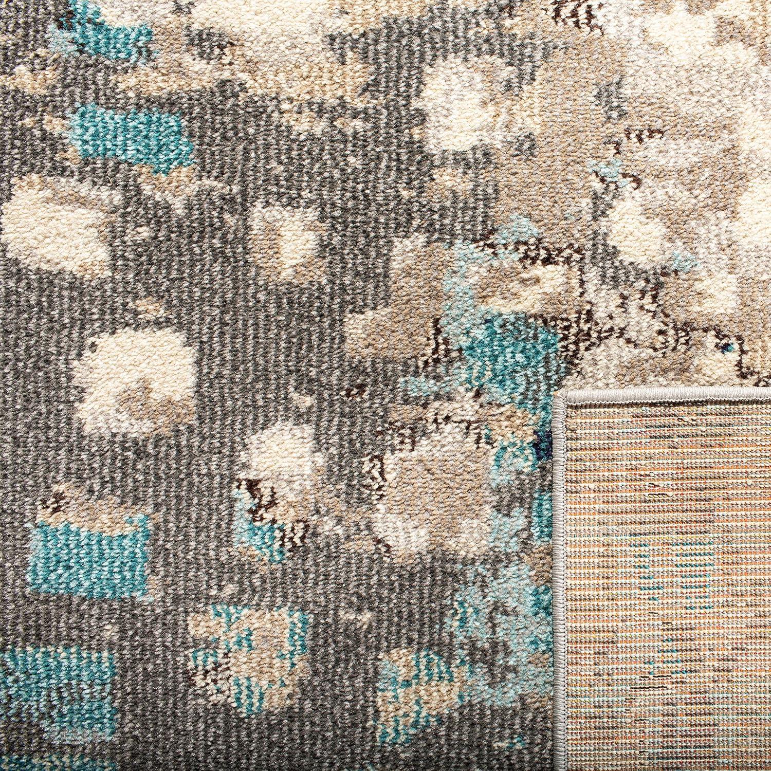 image:imageSAFAVIEH Madison Collection Area Rug 6 x 9 Grey amp Red Boho Abstract Distressed Design NonShedding amp Easy Care Ideal for High Traffic Areas in Living Room Bedroom MAD425RGreyBlue