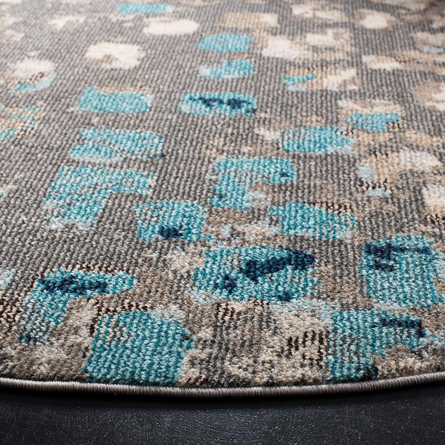 image:imageSAFAVIEH Madison Collection Area Rug 6 x 9 Grey amp Red Boho Abstract Distressed Design NonShedding amp Easy Care Ideal for High Traffic Areas in Living Room Bedroom MAD425RGreyBlue