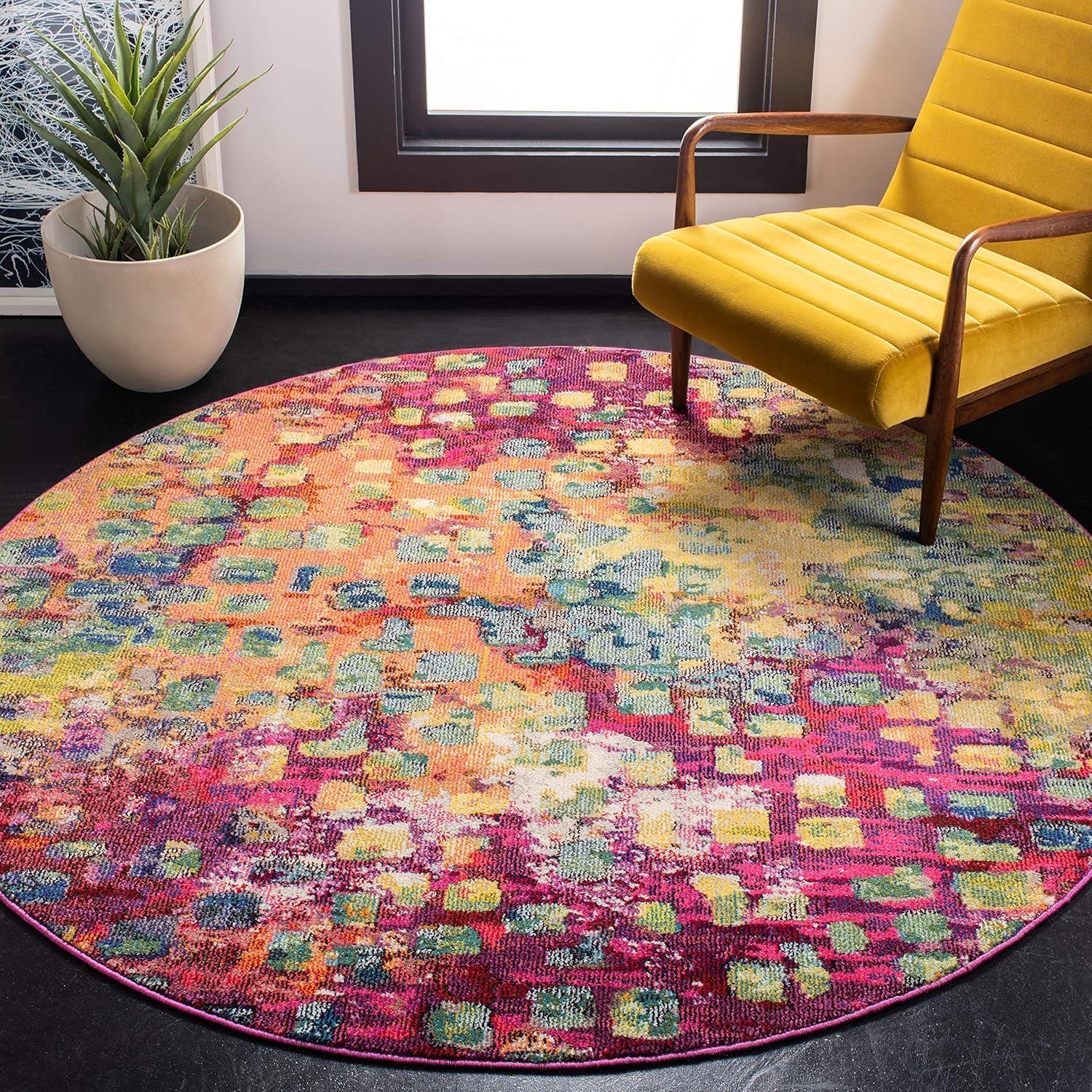 image:imageSAFAVIEH Madison Collection Area Rug 6 x 9 Grey amp Red Boho Abstract Distressed Design NonShedding amp Easy Care Ideal for High Traffic Areas in Living Room Bedroom MAD425RFuchsiaGold