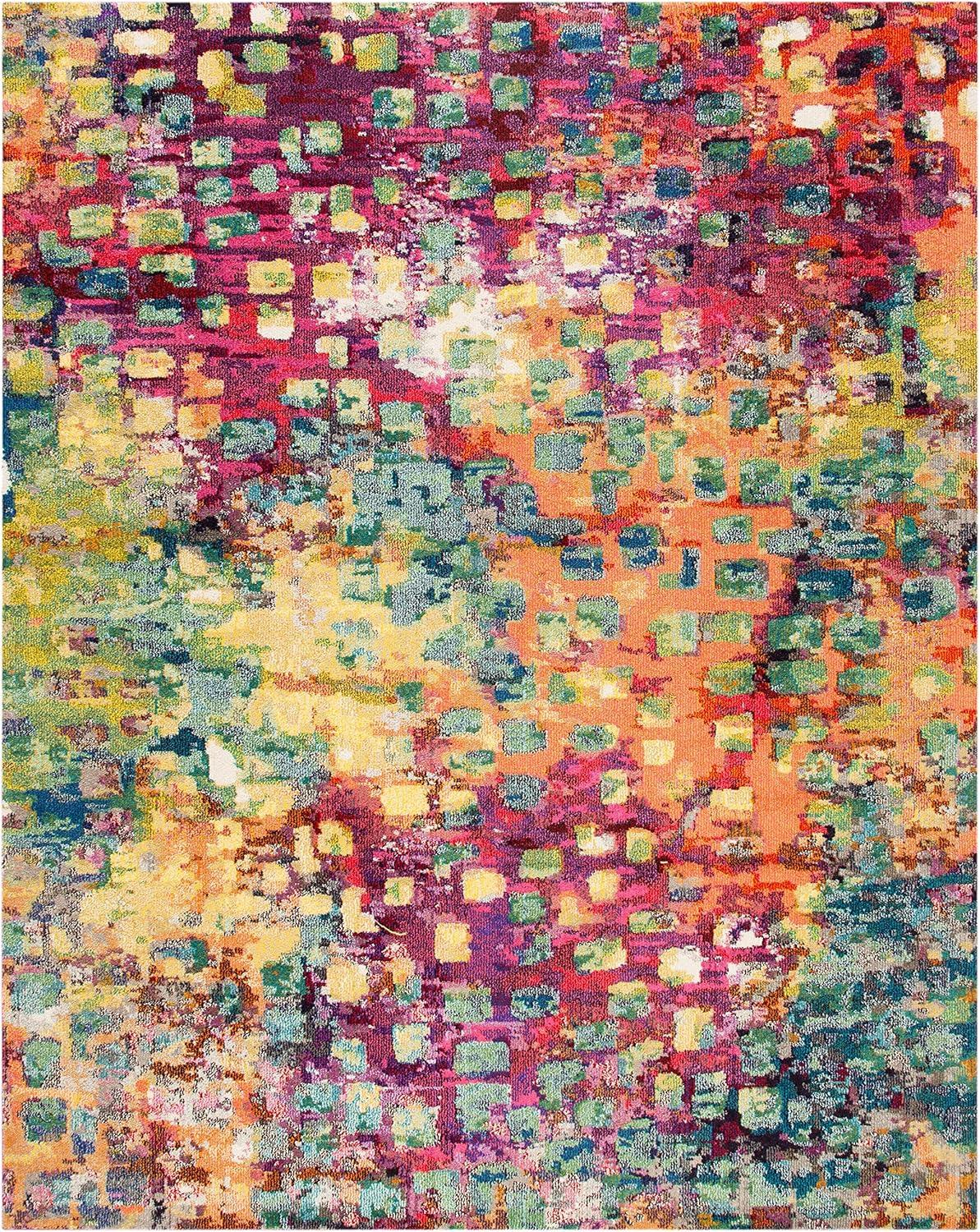 image:imageSAFAVIEH Madison Collection Area Rug 6 x 9 Grey amp Red Boho Abstract Distressed Design NonShedding amp Easy Care Ideal for High Traffic Areas in Living Room Bedroom MAD425RFuchsiaGold