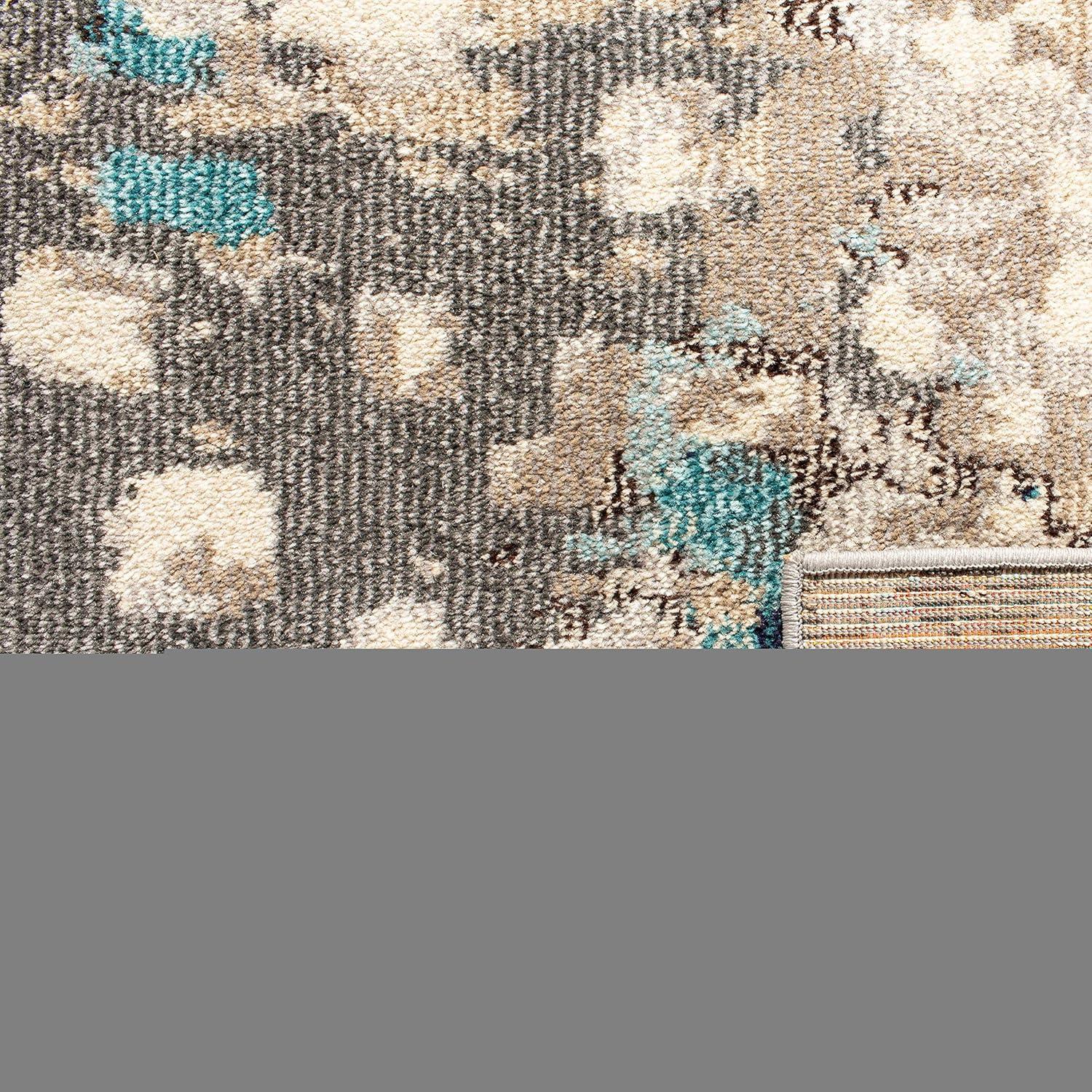 image:imageSAFAVIEH Madison Collection Area Rug 6 x 9 Grey amp Red Boho Abstract Distressed Design NonShedding amp Easy Care Ideal for High Traffic Areas in Living Room Bedroom MAD425RGreyBlue