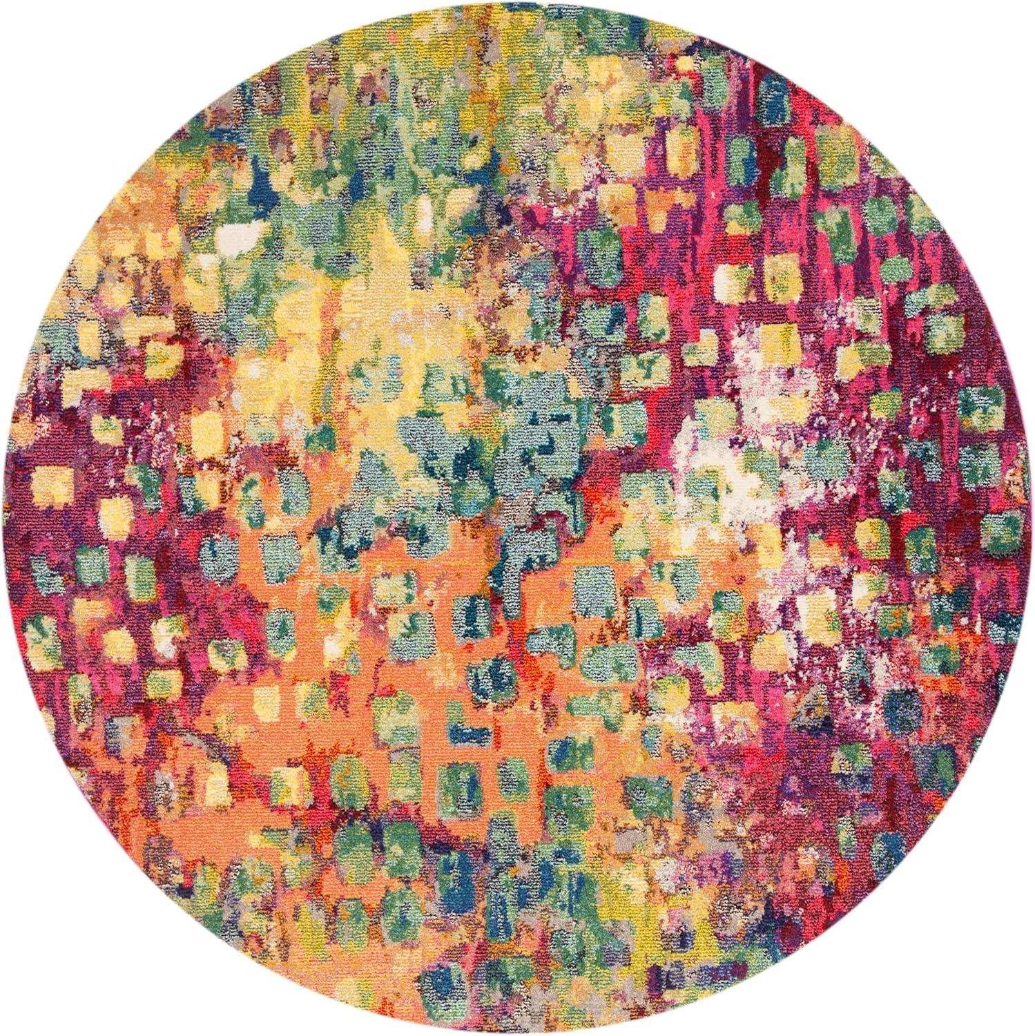 image:imageSAFAVIEH Madison Collection Area Rug 6 x 9 Grey amp Red Boho Abstract Distressed Design NonShedding amp Easy Care Ideal for High Traffic Areas in Living Room Bedroom MAD425RFuchsiaGold