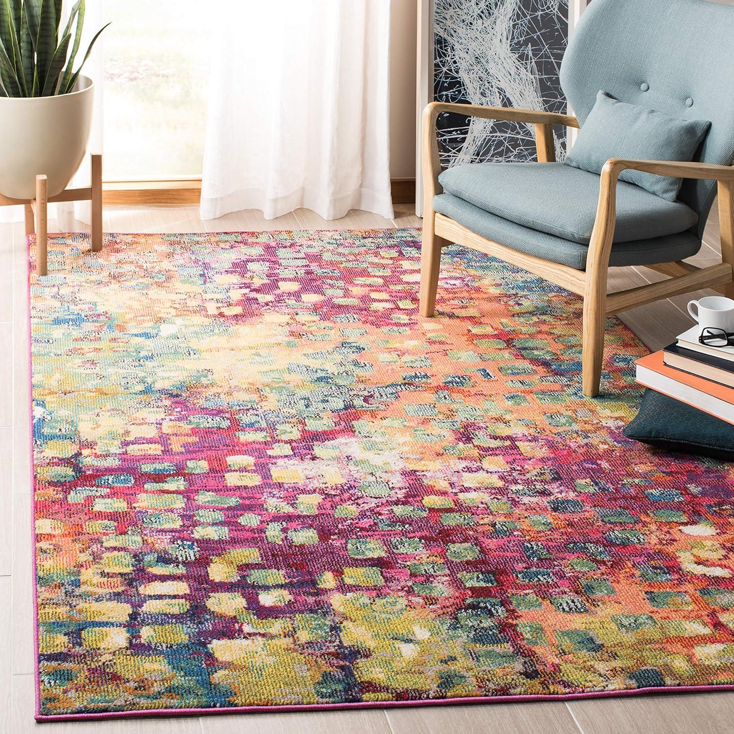 image:imageSAFAVIEH Madison Collection Area Rug 6 x 9 Grey amp Red Boho Abstract Distressed Design NonShedding amp Easy Care Ideal for High Traffic Areas in Living Room Bedroom MAD425RFuchsiaGold
