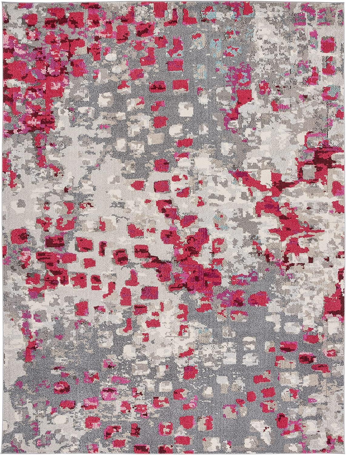 image:imageSAFAVIEH Madison Collection Area Rug 6 x 9 Grey amp Red Boho Abstract Distressed Design NonShedding amp Easy Care Ideal for High Traffic Areas in Living Room Bedroom MAD425RGreyRed