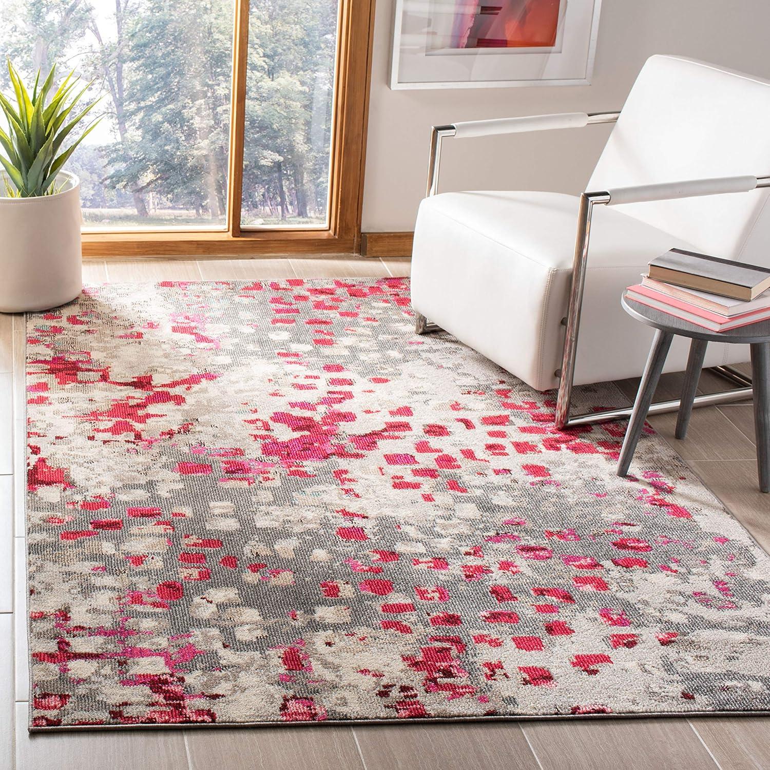 image:imageSAFAVIEH Madison Collection Area Rug 6 x 9 Grey amp Red Boho Abstract Distressed Design NonShedding amp Easy Care Ideal for High Traffic Areas in Living Room Bedroom MAD425RGreyRed