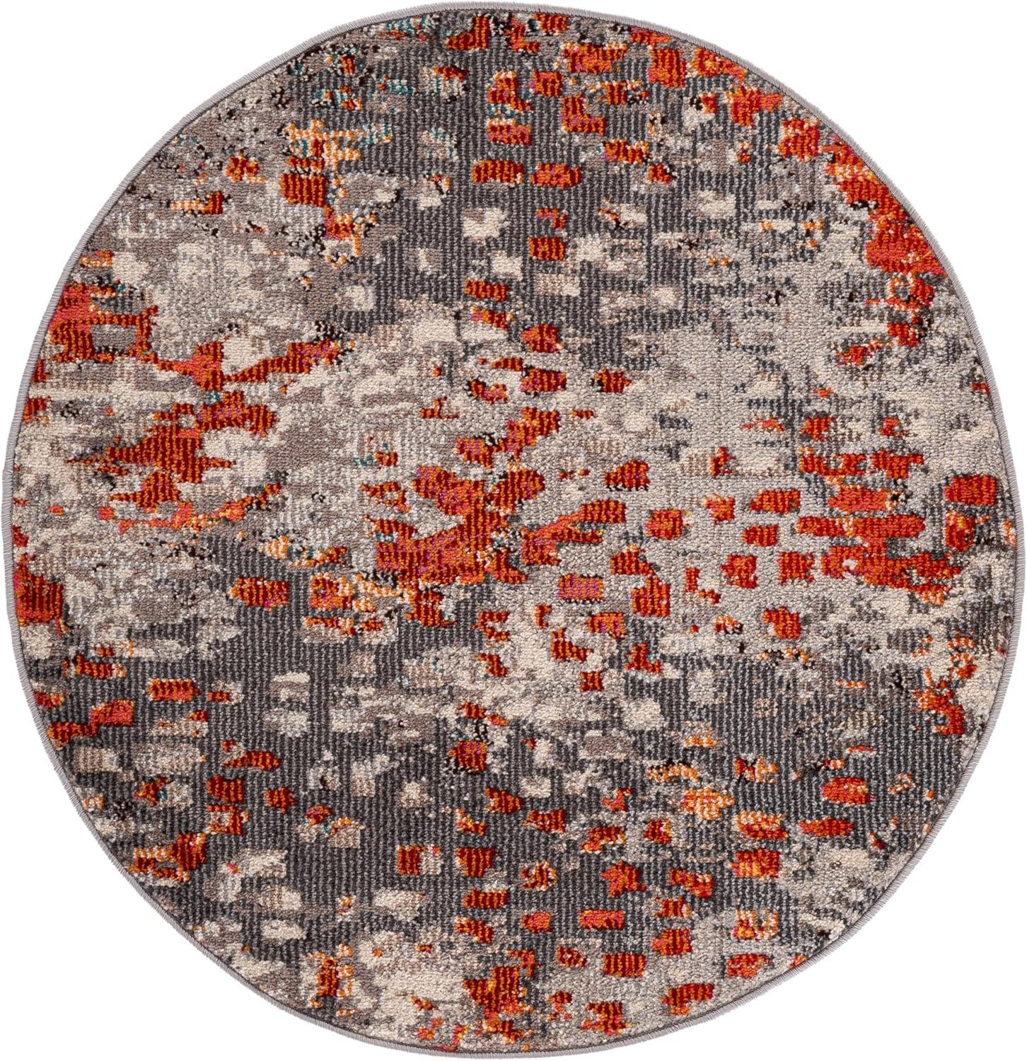 image:imageSAFAVIEH Madison Collection Area Rug 6 x 9 Grey amp Red Boho Abstract Distressed Design NonShedding amp Easy Care Ideal for High Traffic Areas in Living Room Bedroom MAD425RGreyOrange