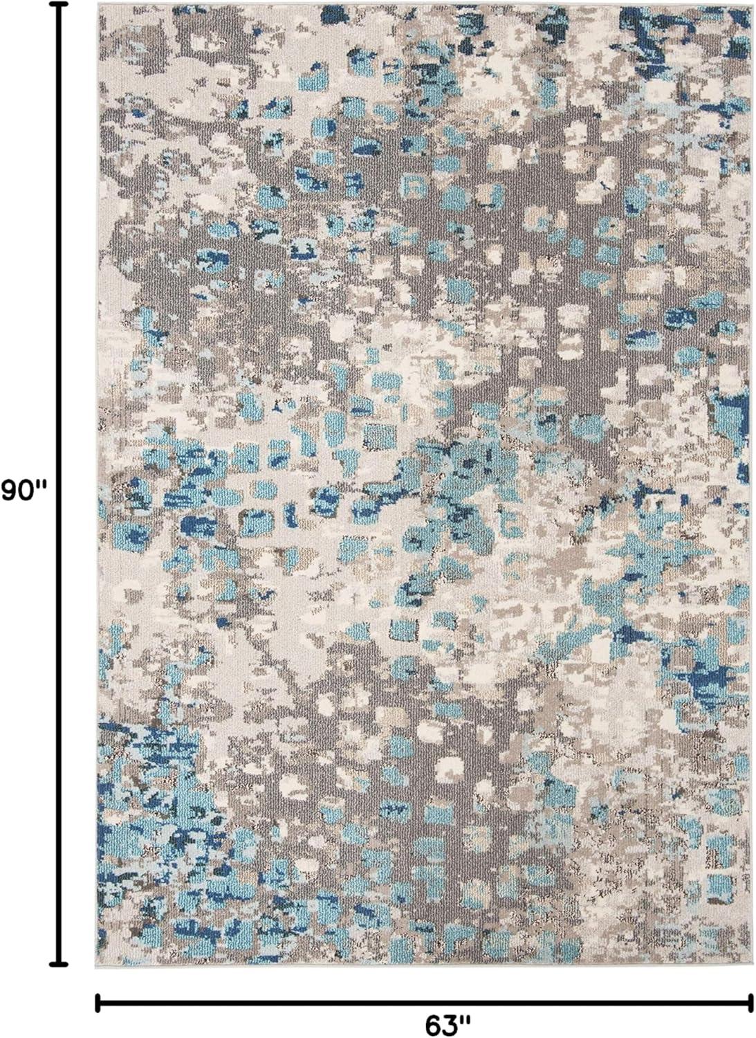 image:imageSAFAVIEH Madison Collection Area Rug 6 x 9 Grey amp Red Boho Abstract Distressed Design NonShedding amp Easy Care Ideal for High Traffic Areas in Living Room Bedroom MAD425RGreyBlue