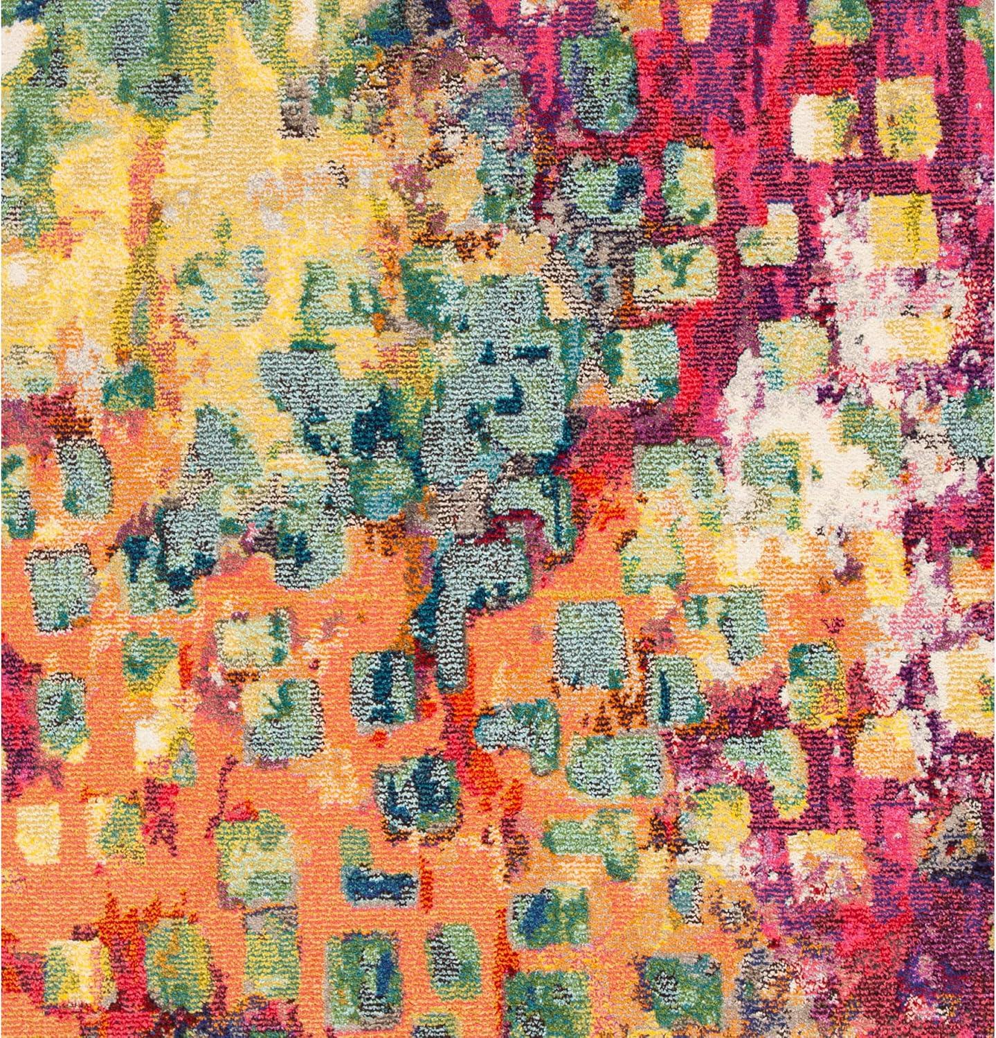image:imageSAFAVIEH Madison Collection Area Rug 6 x 9 Grey amp Red Boho Abstract Distressed Design NonShedding amp Easy Care Ideal for High Traffic Areas in Living Room Bedroom MAD425RFuchsiaGold