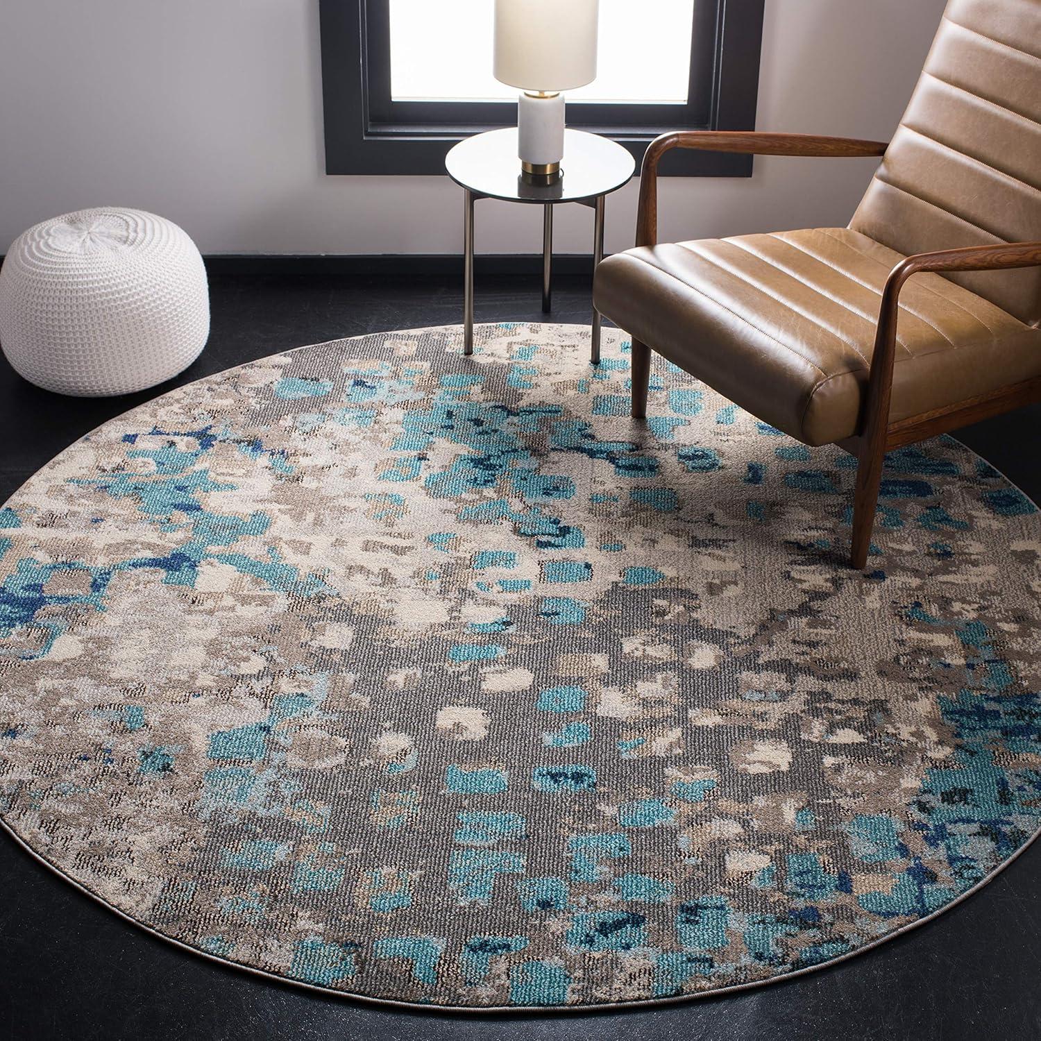image:imageSAFAVIEH Madison Collection Area Rug 6 x 9 Grey amp Red Boho Abstract Distressed Design NonShedding amp Easy Care Ideal for High Traffic Areas in Living Room Bedroom MAD425RGreyBlue